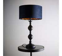 K LIVING Churchgate Black Metal Base Table Lamp with Velvet Shade in Navy K LIVING Navy