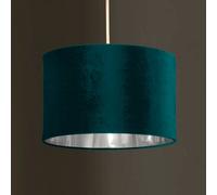 K Living Deco Velvet Ceiling Pendant Or Lamp Shade In Teal With Silver Inner Metallic Lining