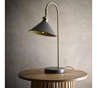 K LIVING Derby Table Lamp in Charcoal and Antique Brass Finish | Modern Classic Design for Elegant Home Decor | Versatile Lighting Solution for Living Room, Bedroom, or Office