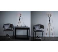 K LIVING Fulton Industrial Metal Cage Tripod Copper & Black Table Lamp or Floor Lamp K LIVING Copper