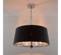 K LIVING Giovanna 3 Light Chrome Chandelier & Black Shade K LIVING Black
