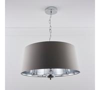 K LIVING Giovanna 3 Light Chrome Chandelier & Grey Shade K LIVING Grey
