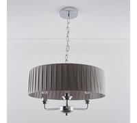 K Living Giulia 3 Light Chrome Chandelier And Grey Shade