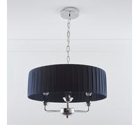 K LIVING Giulia 3 Light Chrome Chandelier & Navy Shade K LIVING Navy