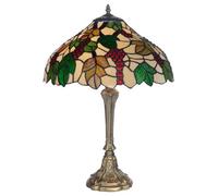 K Living Kliving 12" Handley Antique Brass Tiffany Table Lamp/stained Leaf Glass Shade
