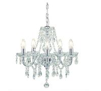 K Living Kliving Tuscany 5 Light Ceiling Light Acrylic Droplets Chandelier Clear