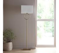 K LIVING Lizzy Antique Brass Floor Lamp with Cream Shade in Gold K LIVING Gold