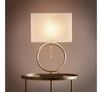 K Living Lizzy Antique Brass Table Lamp With Cream Shade