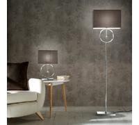 K Living Lizzy Chrome Floor Lamp With Hanging Ball Pendant And Grey Shade