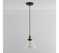 K Living Lucy One Light Hanging Clear Glass Ceiling Pendant With Filament Bulb
