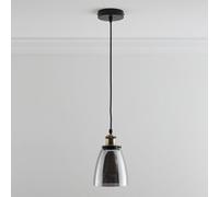 K Living Lucy One Light Hanging Smokey Glass Ceiling Pendant With Filament Bulb