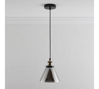 K LIVING Lucy One Light Hanging Smokey Glass Ceiling Pendant with Filament Bulb in Grey K LIVING Grey