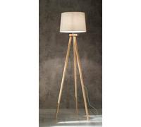 K Living Natural Wood Tripod Floor Lamp With A Stunning Natural Lamp Shade