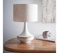 K Living Porto Ceramic Table Lamp Flared Glazed Base With Linen Shade