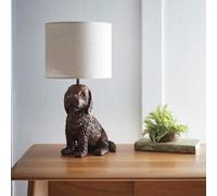 K Living Puppy Animal Table Lamp In Antique Copper With Linen Shade Elegant Lighting
