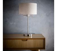 K Living Shirley Satin Nickel Table Lamp With Linnen Shade