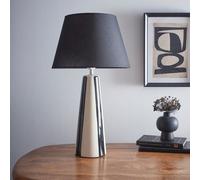 K Living Tall Ceramic Striped Table Lamps With Painted Black Stripes And Matching Lampshades