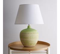 K Living Tenby Green Table Lamp Glazed Ceramic Base And White Fabric Coated Shade