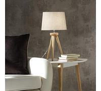 K LIVING Tripod Wooden Table Lamp with Beautiful Natural Wood and Natural L