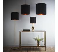 K LIVING Velvet Drum Lampshade for Modern Table Lamps and Ceiling Pendant Fixtures | 16" Black Versatile Adjustable Floor Lamp Shade | Elegant Lighting for Home and Office