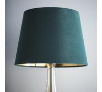 K LIVING Velvet Tapered Lampshade for Modern Table Lamps and Floor Lamps in Green | Traditional Cotton Textured Fabric Cone Light Shade for Ceiling Pendant | Lamp Shade for Calm Home Atmosphere (14")