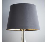 K LIVING Velvet Tapered Lampshade for Modern Table Lamps and Floor Lamps in Grey | Traditional Cotton Textured Fabric Cone Light Shade for Ceiling Pendant | Lamp Shade for Calm Home Atmosphere (12")