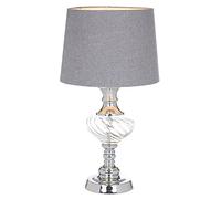 K LIVING Witney Chrome and Glass Table Lamp in Charcoal, Providing the Ideal lighting scene in any room in your home with these warm and wonderful lamps