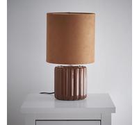 K LIVING Zoe Brown Ceramic Table Lamp with Matching Velvet Shade