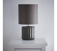 K LIVING Zoe Grey Ceramic Table Lamp With Matching Velvet Shade K LIVING Grey