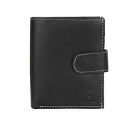 K London Black Tall and Broad Notecase Multi Card Coin Pocket Bifold Original Real Leather Mens Wallet with Loop & Zipped Pocket - S 30_BLK_White, Black, Classic, Black, Classic