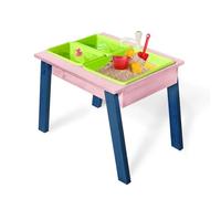 K LUCKIDS Kids 3 Sets Rushing River Falls Sensory Table, Wood Sand Table Playset for Kids, Outdoor Wooden Toy Play Water Set for Boys and Girls, Picnic for Outdoor Backyard Fun for Kid (Pink1)