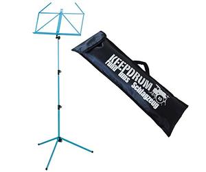K & M 100/1 Music Stand Sea Blue with Keepdrum Bag