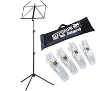 K & M 100/1 Music Stand with Keepdrum Bag + 4 Note Clips Black