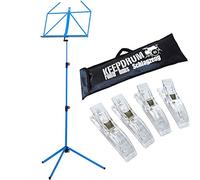 K & M 100/1 Music Stand with Keepdrum Bag + 4 Note Clips blue