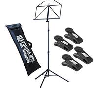 K & M 10065 Music Stand - Black + 4 Note Clip with Keepdrum Bag