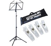 K&M 10065 Music Stand Black + Keepdrum Bag + 4 Music Clips
