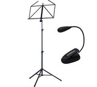 K&M 10065 Music Stand + Keepdrum Music Stand Light 10065 Schwarz + Leuchte Black