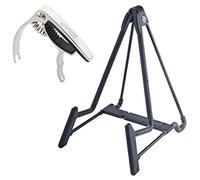 K&M 17581 Heli Guitar Stand + Keepdrum Capo Silver