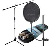 K & M 23966 Pop Filter and Keepdrum Microphone Stand + 6 m Microphone Cable