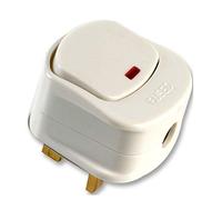 K M Electronics® 13A 13 AMP Switched Mains Plug White RED NEON Indicator Light