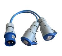 K M Electronics 16A PLUG TO 2 X 16A SOCKETS 2 WAY SPLITTER CARAVAN CAMPING MAINS HOOK UP 240V