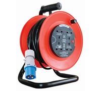 K M Electronics 16A Plug to 4 13A Sockets Camping Caravan Tent Mains Hook Up Extension Cable, 50 Metres