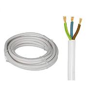 K M Electronics® 3 CORE Mains Cable Wire Flex White 1.0MM 10A 10 AMP 1M Priced PER Meter