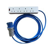 K M Electronics 4 GANG SOCKET TO 16A PLUG CAMPING TENT ELECTRIC MAINS HOOK UP CABLE 1M TO 25M (5M)