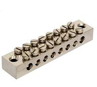 K M Electronics® 8 Way Earth Terminal Connection Block Solid Brass ELECTROPLATED Nickel Finish