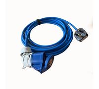 K M Electronics Caravan Motorhome Power Cable, 13A Plug to Right Angled 16A Socket, 240V Mains Hook Up (1M)