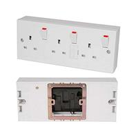 K M Electronics® Single 1 Gang to 3 Gang Way Switched 13A Plug Socket Converter INC Back Box