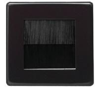 K M Electronics® Single Width Brushed Cable Entry/Exit Faceplate Black