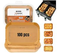 K-MART Air Fryer Liners Disposable 5.5 Inch 100pcs Rectangular, Non-Stick Parchment Paper Liners, Baking Paper, Compatible with Ninja, Tower and Other Dual Zone air fryers (5.5 Inch 100pcs Rectangle)