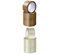 K-MART Brown & Clear Parcel Tape, Industrial Packaging Tape, Low Noise - 48mm X 66m, Secure Sticky Tape For Box Packaging, Moving Boxes, Packing Tape Strong For Moving House (3 Brown & 3 Clear)